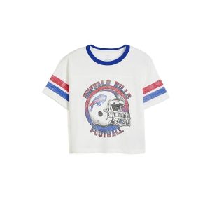 Junk Food Clothing Kids NFL Buffalo Bills Striped Yoke Ringer Tee (Little Kid/Big Kid)
