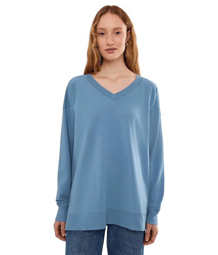 Mod-o-doc Long Sleeve Open V-Neck Sweatshirt