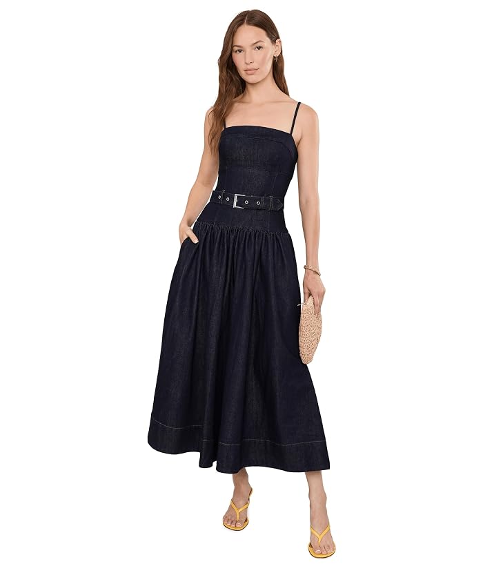 Avec Les Filles Dark Denim Drop Waist Midi Dress - Image 2