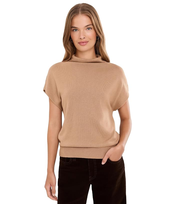 Lauren Ralph Lauren Petite Cotton-Modal Mock Neck Cap-Sleeve Sweater