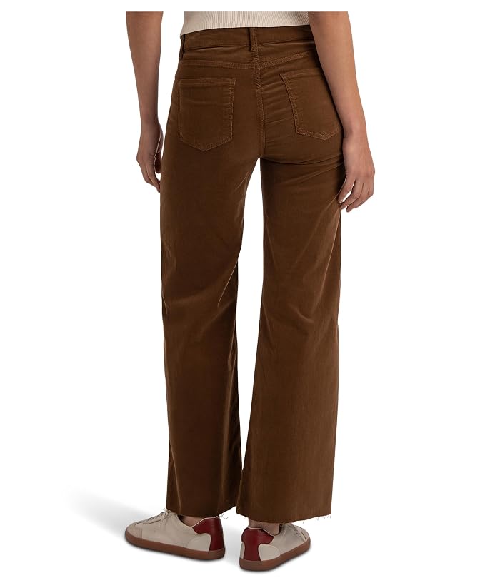 KUT from the Kloth Meg High-Rise Fab Ab Wide Leg Raw Hem-Long Inseam in Cognac - Image 2