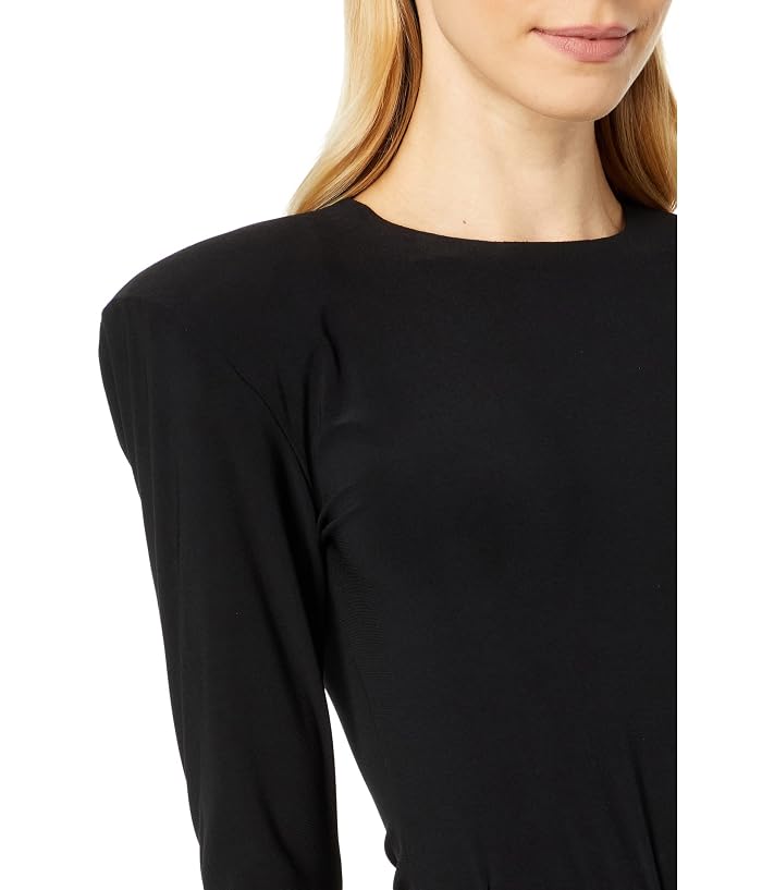 Norma Kamali Shoulder Pad Long Sleeve Crew Top - Image 3