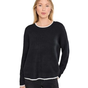 Vince Camuto Crew Neck with Tipping At Neck Cuff and Hem
