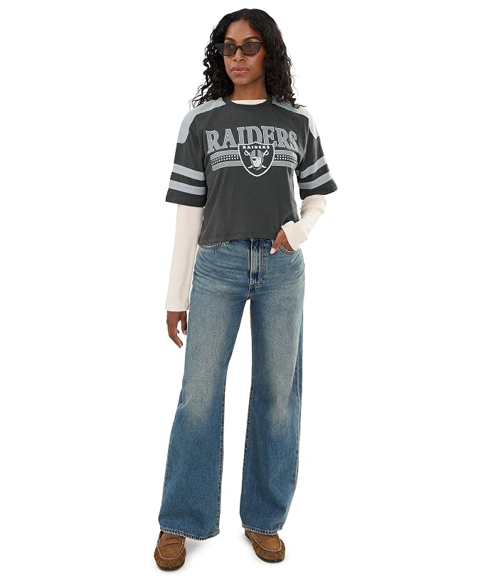 Junk Food Clothing NFL Las Vegas Raiders Bling Striped Crop Tee - Image 2