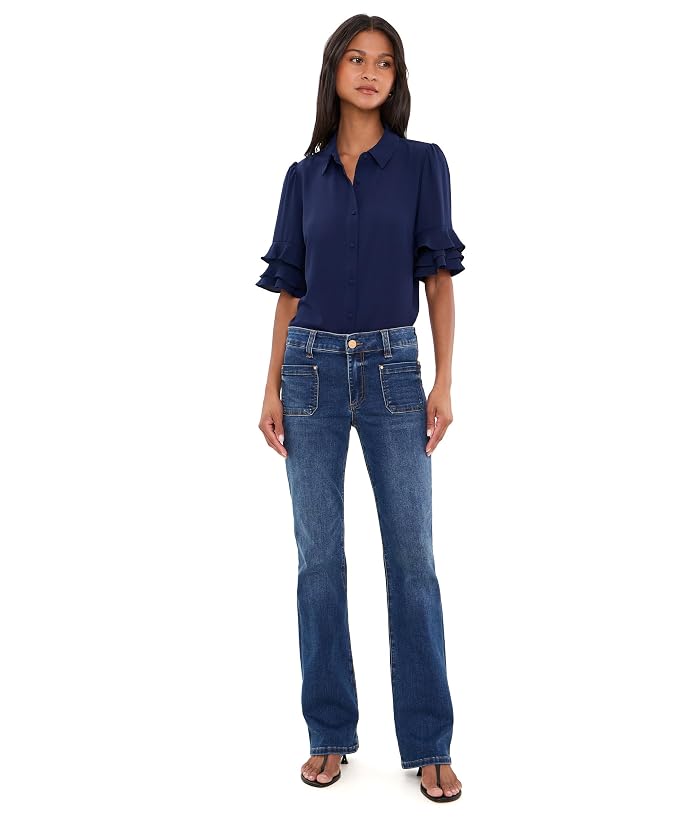 KUT from the Kloth Natalie Mid-Rise Flare with Patch Pocket Clean Hem - Image 2