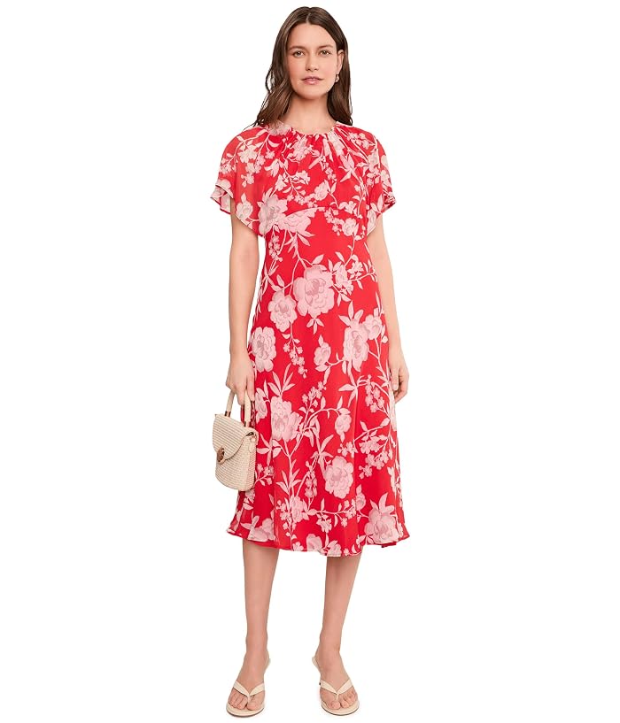 Calvin Klein Floral Chiffon Flutter Sleeve Midi - Image 2