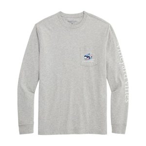 Vineyard Vines Downhill Ski Whale Long Sleeve Pocket Tee