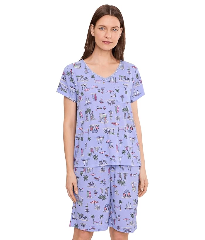 Karen Neuburger V-Neck Tee & Bermuda Shorts Pajama Set