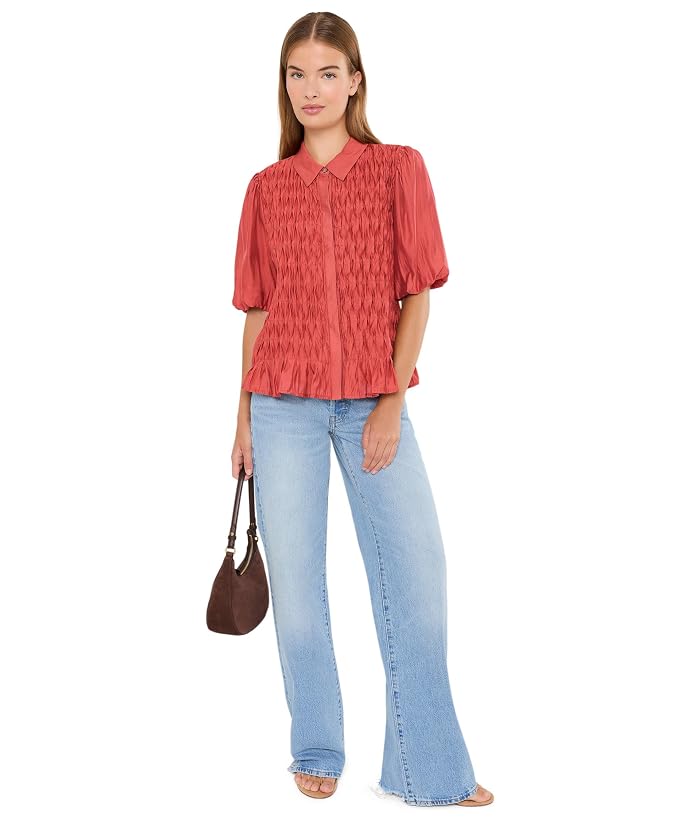 Vince Camuto Button Front Bubble Sleeve Top - Image 2