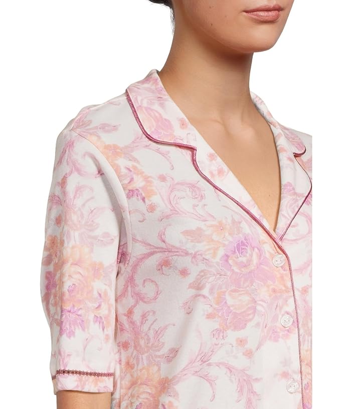 Karen Neuburger Romantic Fields Elbow Sleeve Pajama Set with Lace - Image 4
