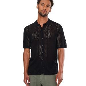 John Varvatos Emil Short Sleeve Pointelle Sweater Shirt Y2701f26