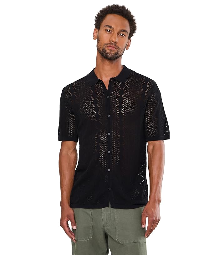 John Varvatos Emil Short Sleeve Pointelle Sweater Shirt Y2701f26