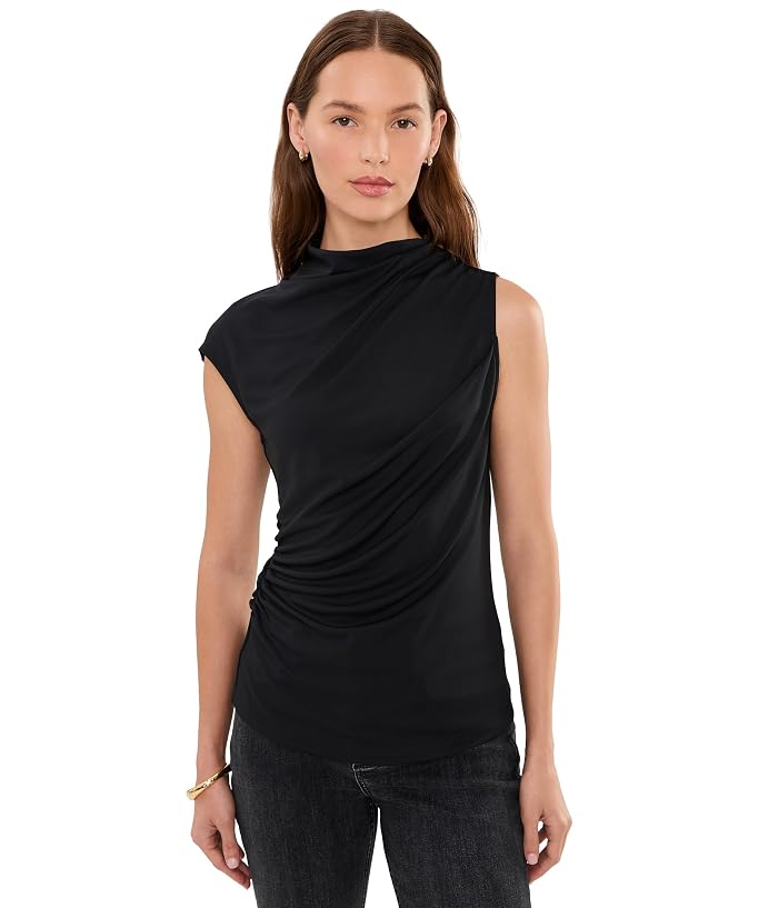 Lauren Ralph Lauren Shirred Stretch Jersey Mock Neck Top