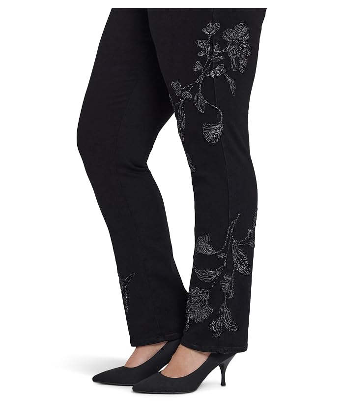 NYDJ Plus Size Marilyn Embroidery Jeans in Black Rinse - Image 3