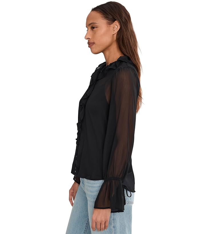 Liverpool Los Angeles Long Sleeve Ruffle Front Woven Shirt - Image 3