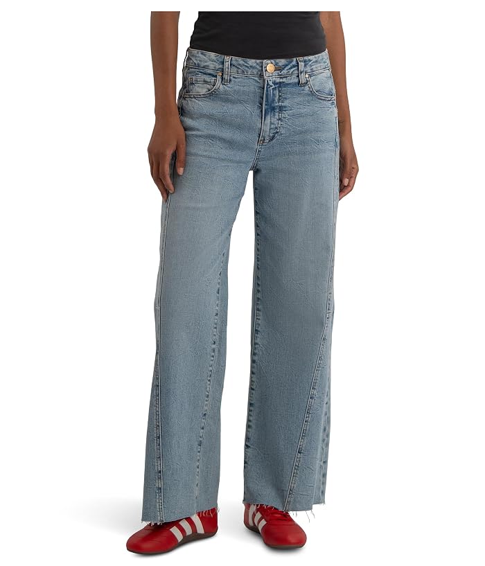 KUT from the Kloth Meg High-Rise Wide Leg Side Panel Raw Hem