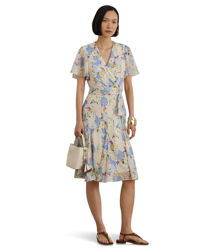 Lauren Ralph Lauren Floral Crinkle Georgette Surplice Dress - Image 4