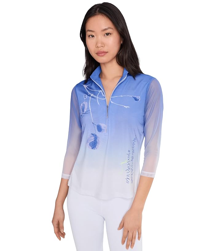 Jamie Sadock Long Sleeve Short Stand Collar Quarter Zip Front