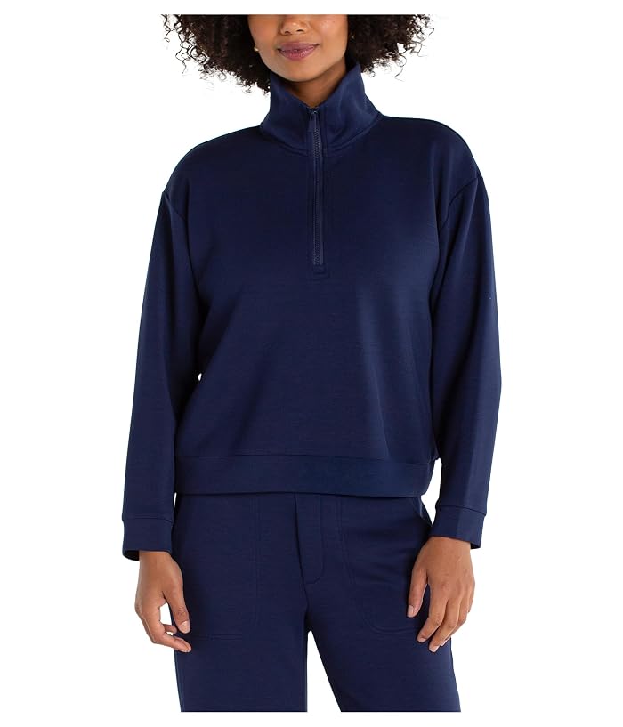 Liverpool Los Angeles Plush Comfor Half Zip Popover Long Sleeve Sweater