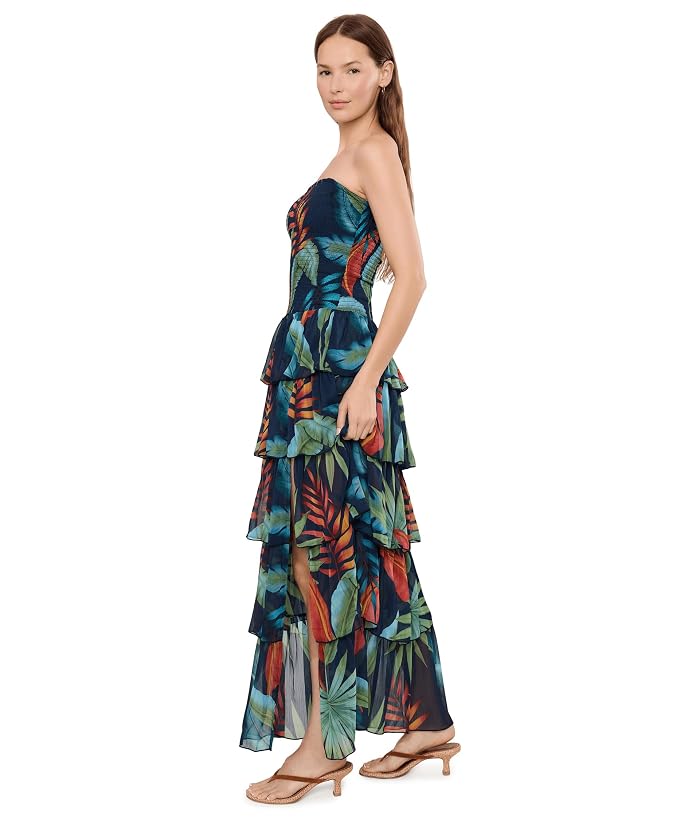 Avec Les Filles Tropical Strapless Tiered Maxi Dress - Image 2