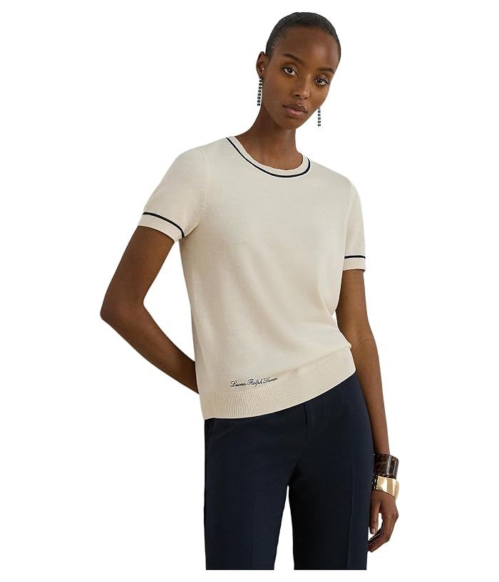 Lauren Ralph Lauren Two-Tone Short-Sleeve Sweater