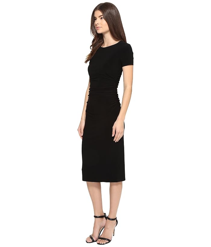 Norma Kamali Short Sleeve Crew Neck Shirred Waist Dress - Image 2