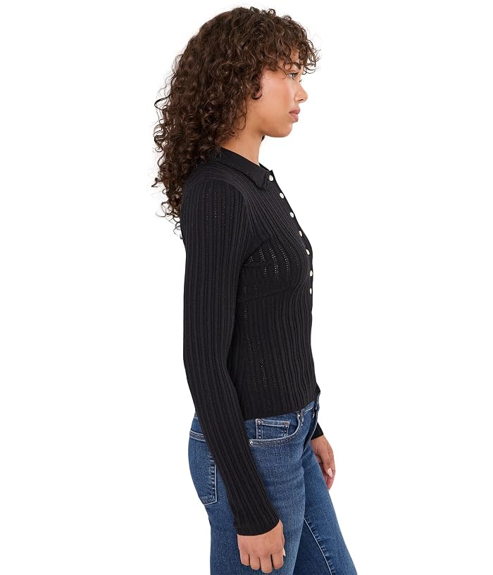 525 america Tabitha Crochet Collar Long Sleeve Henley - Image 3