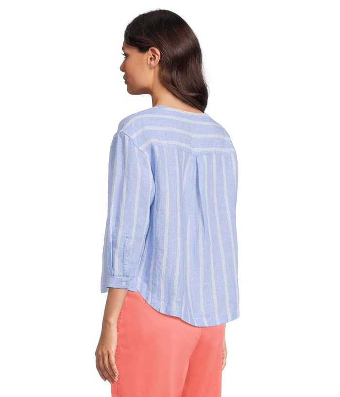L.L.Bean Premium Washable Linen Shirt Split-Neck Stripe - Image 3