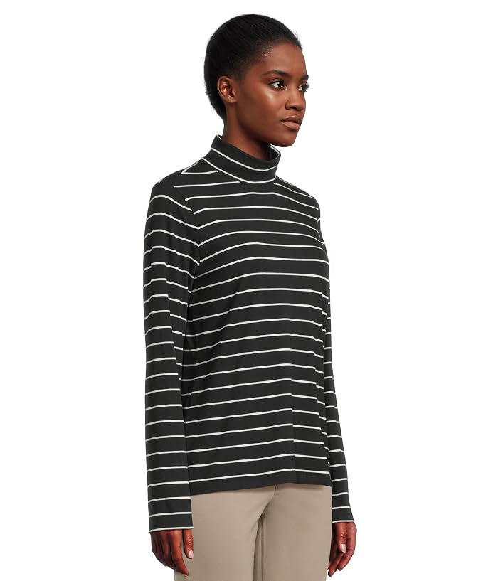 L.L.Bean Soft Stretch Supima Turtleneck Long Sleeve Stripe - Image 2