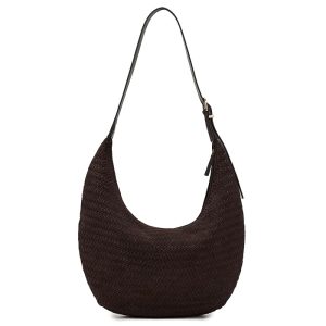 Madewell The Essential Curve Shoulder Bag in Handwoven Suede