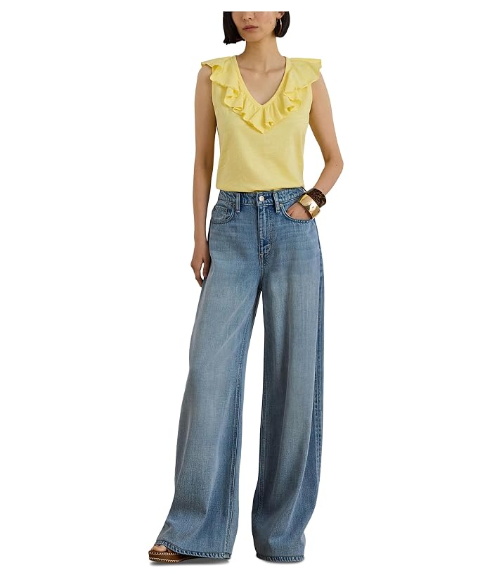 Lauren Ralph Lauren Petite Ruffle-Trim Slub Jersey Sleeveless Top - Image 2