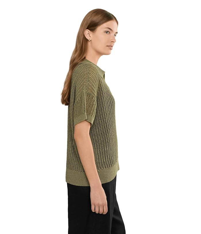 Lauren Ralph Lauren Petite Linen-Blend Mesh Short Sleeve Sweater - Image 3