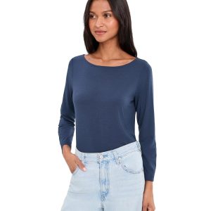 L.L.Bean Soft Stretch Supima Tee Boatneck Bracelet Sleeve