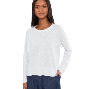 Eileen Fisher Organic Linen Cotton Slub Crew Neck Sweater