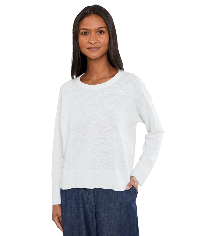 Eileen Fisher Organic Linen Cotton Slub Crew Neck Sweater