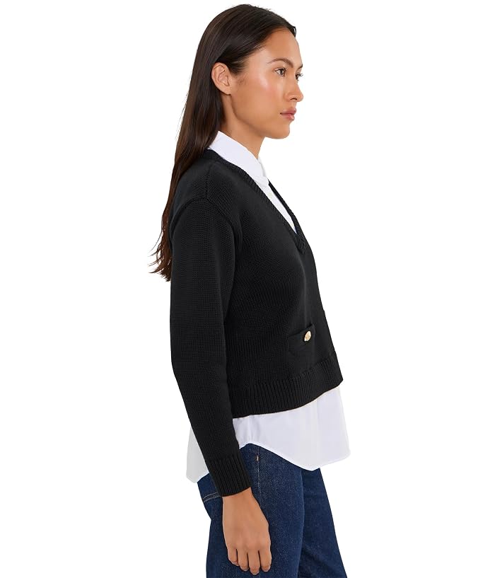 Lauren Ralph Lauren Petite Layered Button-Trim Cotton Sweater - Image 3