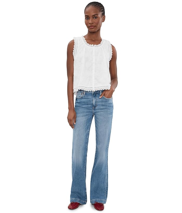 Vince Camuto Cropped Buttondown Peasant Tank Blouse W/Ruffle - Image 2