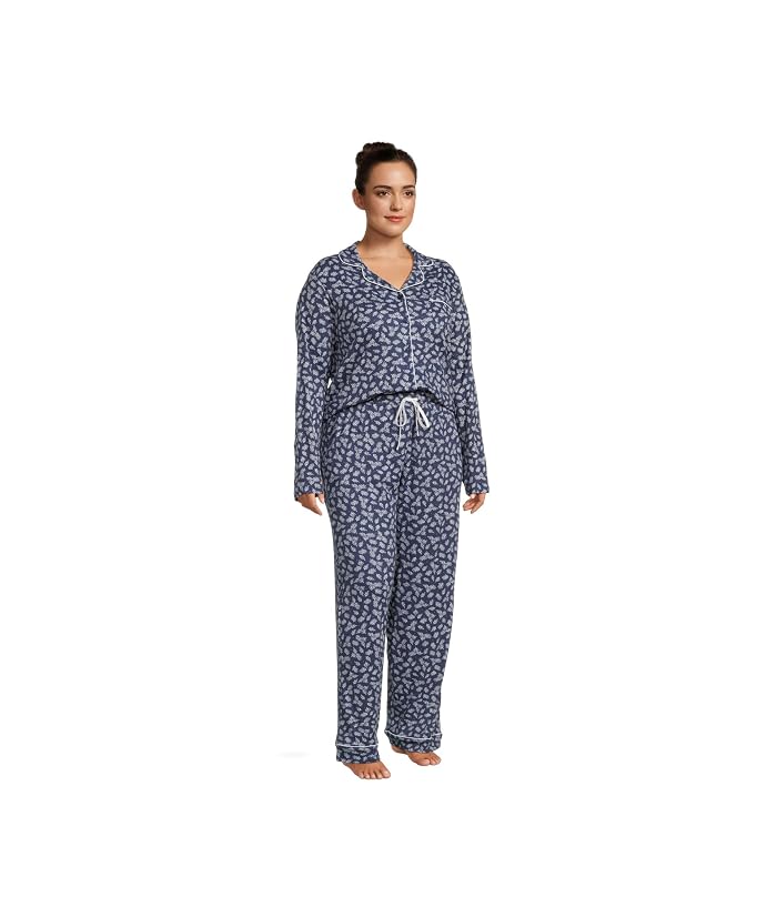 Karen Neuburger Plus Jolly & Bright Long Sleeve Notch Top & Long Pants Set - Image 2