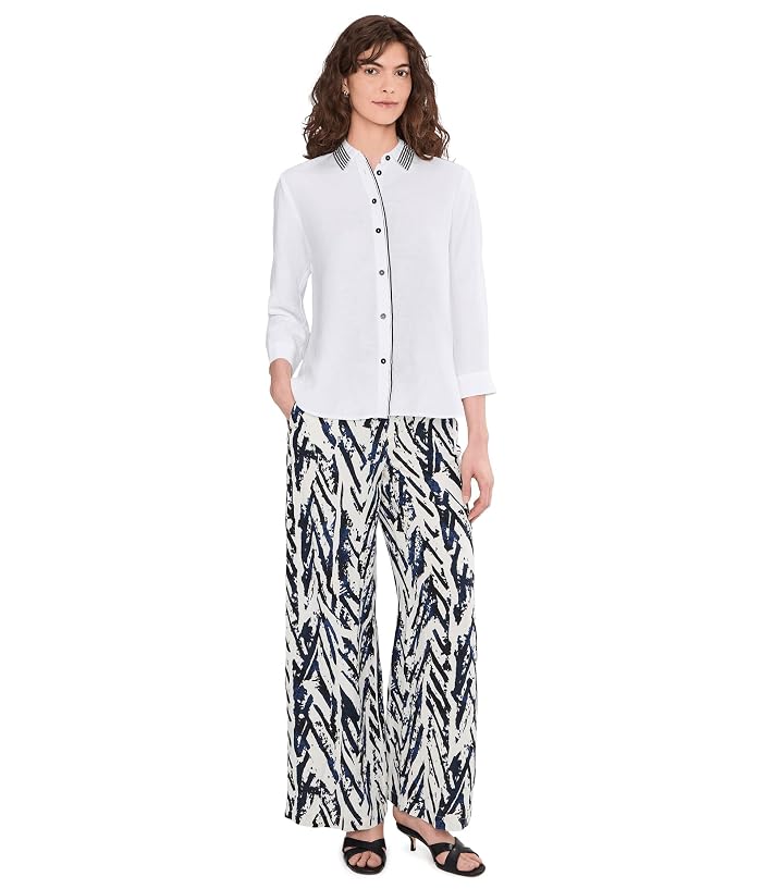 NIC+ZOE Stripe Trim Linen Shirt - Image 2