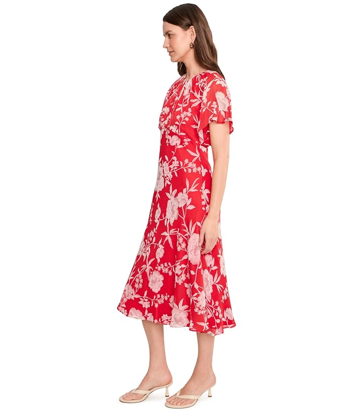 Calvin Klein Floral Chiffon Flutter Sleeve Midi - Image 3