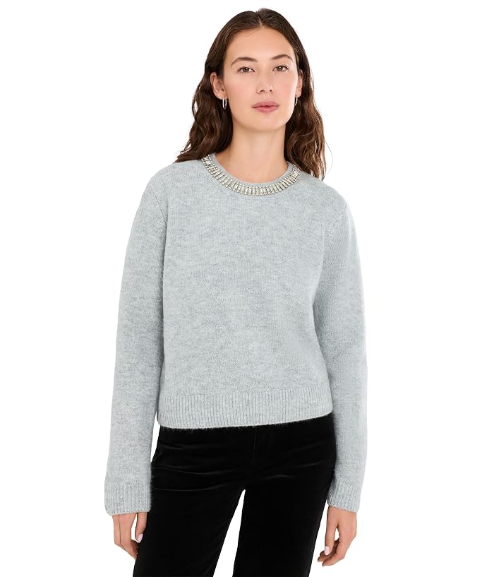 CeCe Rhinestone Neckline Sweater