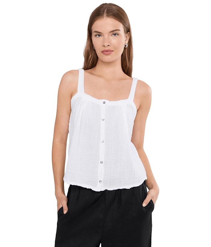 Michael Stars Mavi Button-Front Shirred Cami