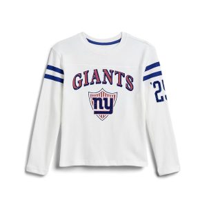Junk Food Clothing Kids NFL New York Giants Striped Yoke Long Sleeve Tee (Little Kid/Big Kid)