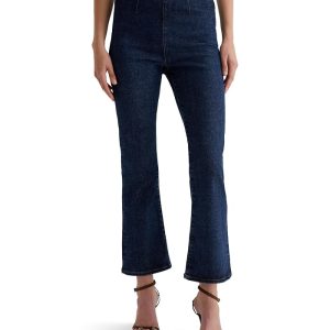 AG Jeans Farrah Mid-Rise Pull-On Crop Boot Jeans in Hyacinth