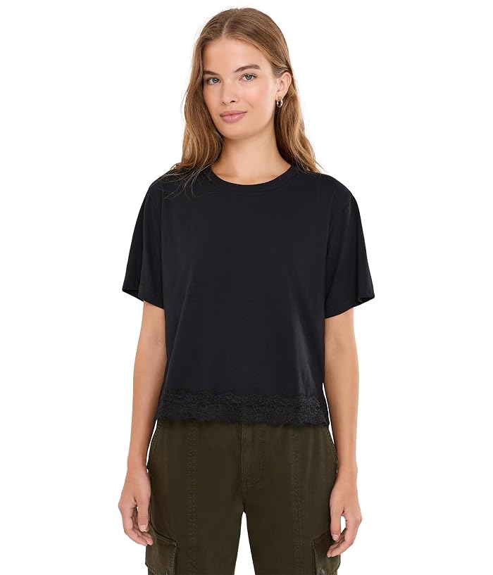 Splendid Lainey Lace Trim Shorts Sleeve Tee