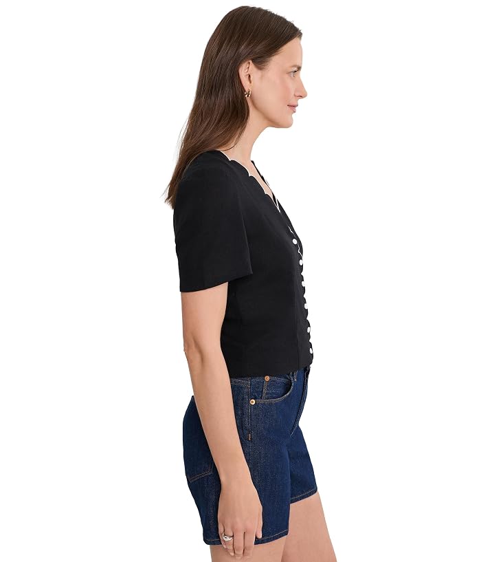 CeCe Short Sleeve V-Neck Scallop Top - Image 3