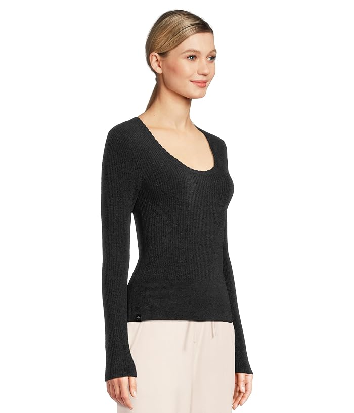 Barefoot Dreams Cozychic Ultra Lite® Ribbed Scallop Scoop Neck Top - Image 2