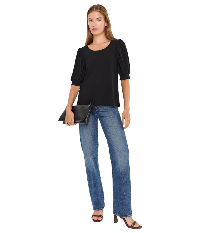CeCe Crew Neck Shirred Short Sleeve Top - Image 2
