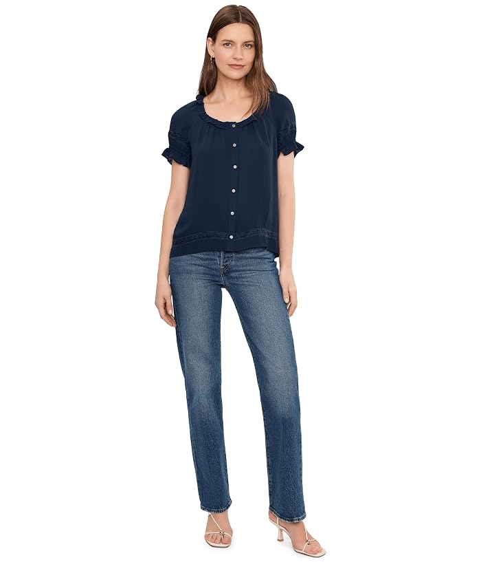 CeCe Wide Ruffle Neck Button Front Top - Image 2