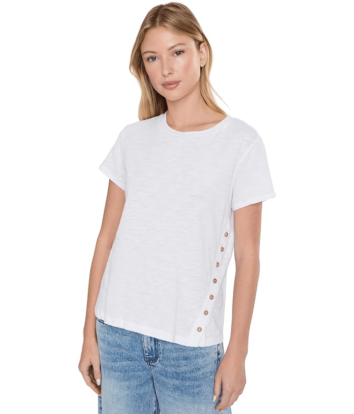Elliott Lauren Upper Deck - Short Sleeve Tee with Assymetrical Side Button Detail